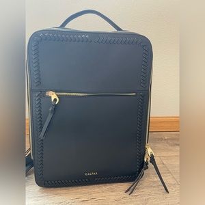 Calpak Black Structured Backpack with Woven-Trim